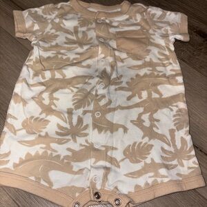 Carter's Tan Dinosaur and Leaf Bodysuit